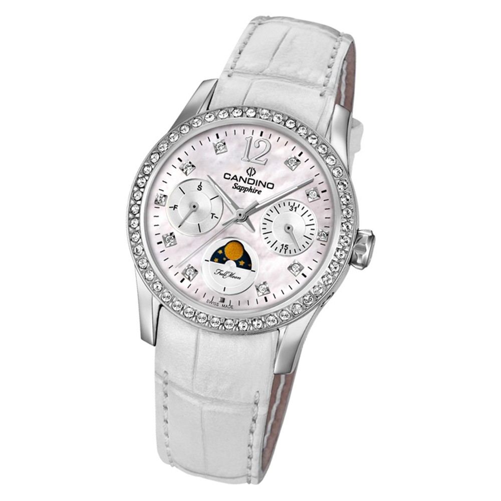 Candino Damen Armband-Uhr Lady Elegance C4684/1 Quarzuhr Leder weiß UC4684/1
