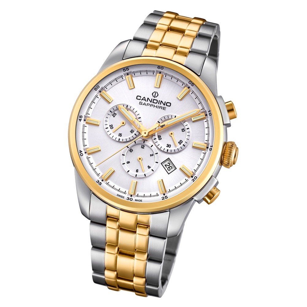 Candino Herren Armbanduhr Sport Chrono C4699/1 Edelstahl silber gold UC4699/1