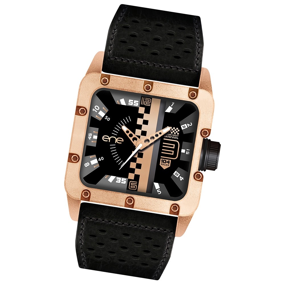 Ene Watch Herrenuhr Modell 104-Racer schwarz-rosegold Uhren UE78588