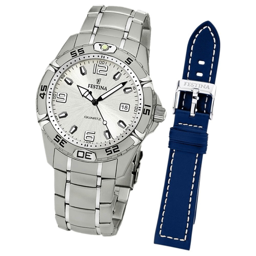 FESTINA Herren-Armbanduhr analog Edelstahl Set-Uhr mit Wechselarmband UF16170/1