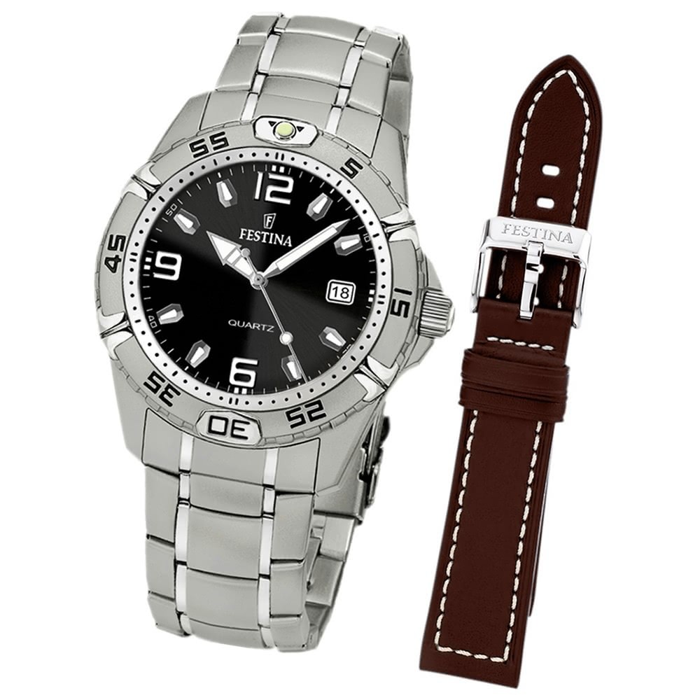 FESTINA Herren-Armbanduhr analog Edelstahl Set-Uhr mit Wechselarmband UF16170/7