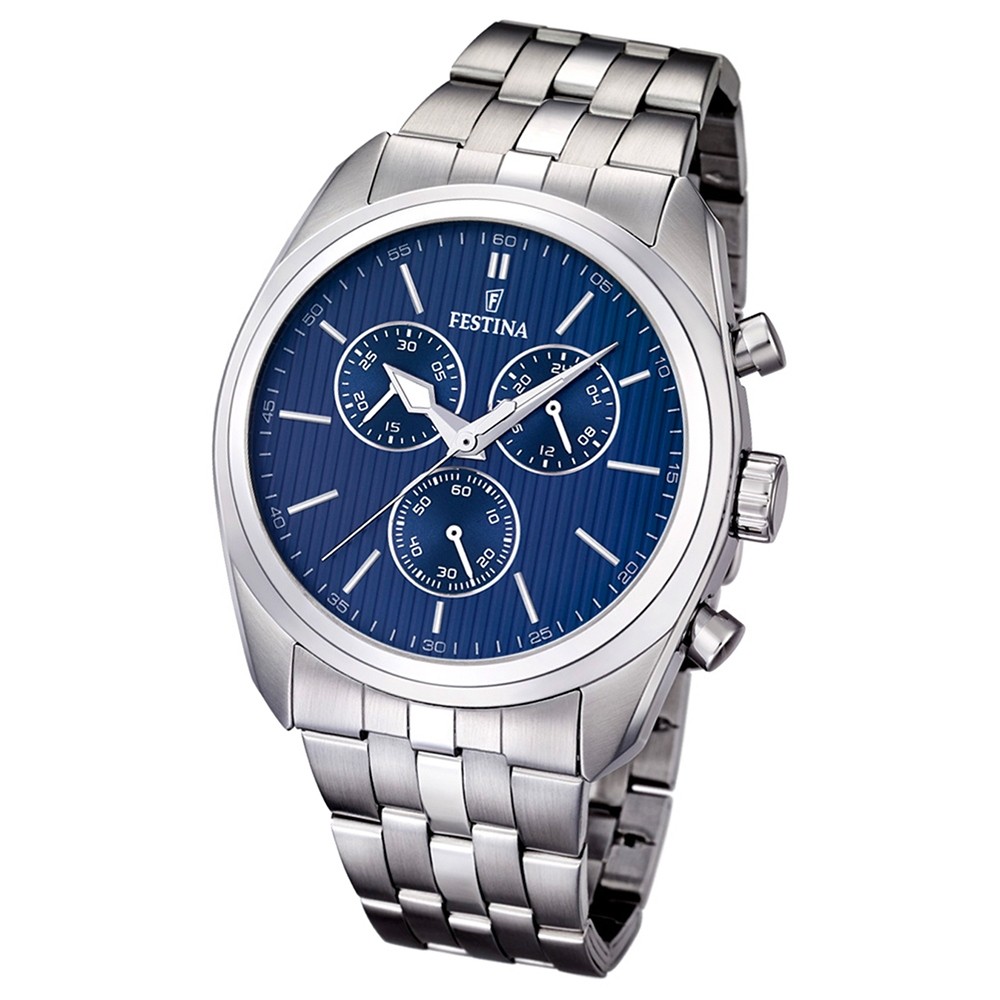 FESTINA Chrono Herren blau Stahlarmband gebürstet Sport UF16778/3