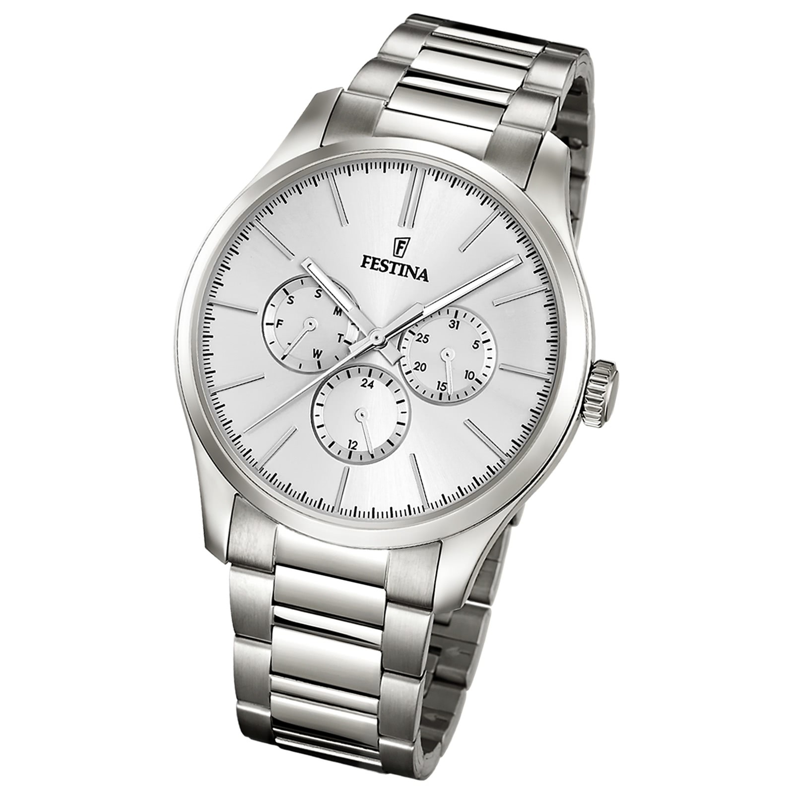 FESTINA Damen-Armbanduhr Boyfriend Analog Quarz Edelstahl silber UF16810/1