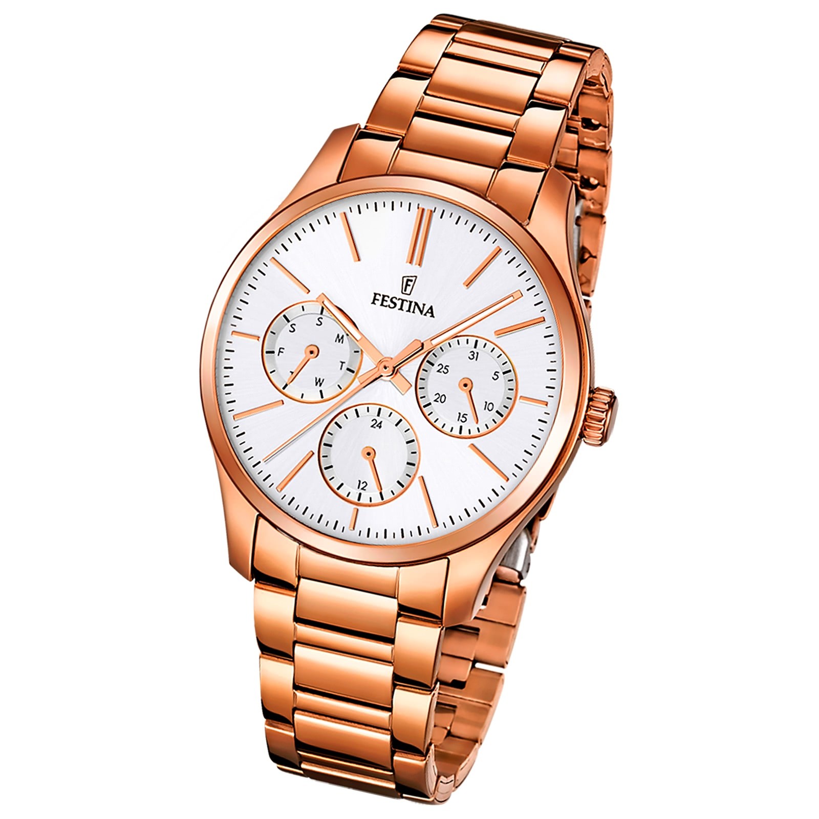 FESTINA Damen-Armbanduhr Boyfriend Analog Quarz Edelstahl rosegold UF16816/1