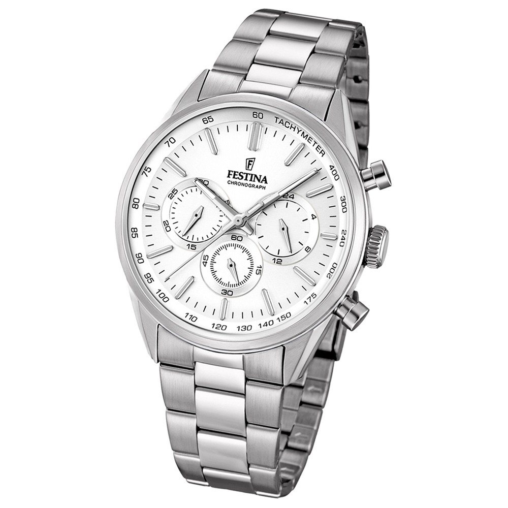 FESTINA Herren-Armbanduhr Timeless Chronograph Quarz Edelstahl silber UF16820/1