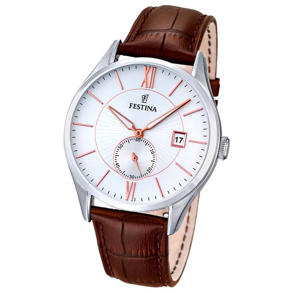 FESTINA Herren-Armbanduhr Retrograde Analog Quarz Leder braun UF16872/2