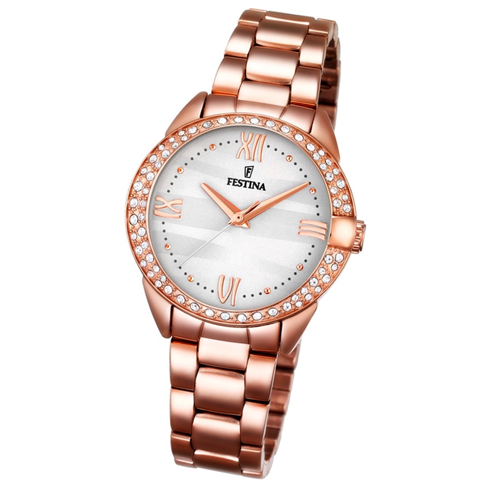 Festina Damen-Armbanduhr Glitzersteine analog Quarz Edelstahl UF16920/1