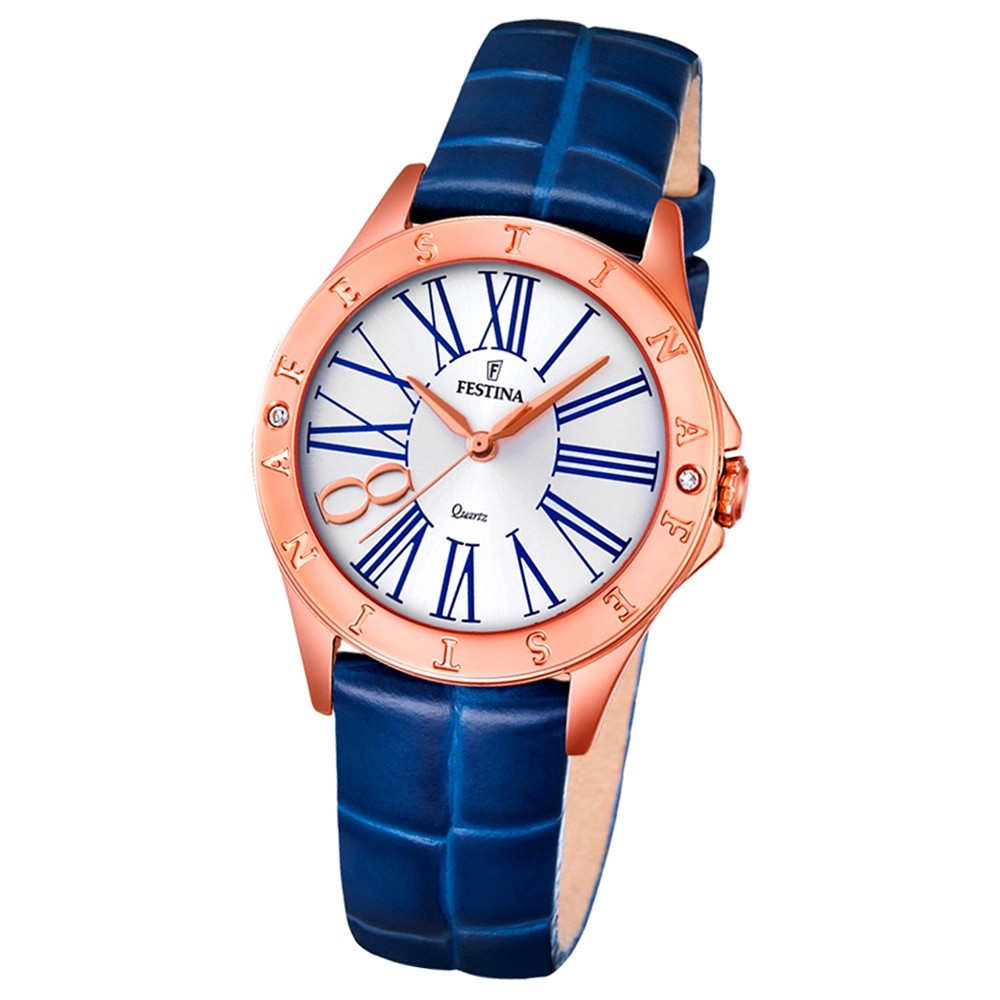 Festina Damen-Armbanduhr Journees dAchats analog Quarz Leder blau UF16930/1