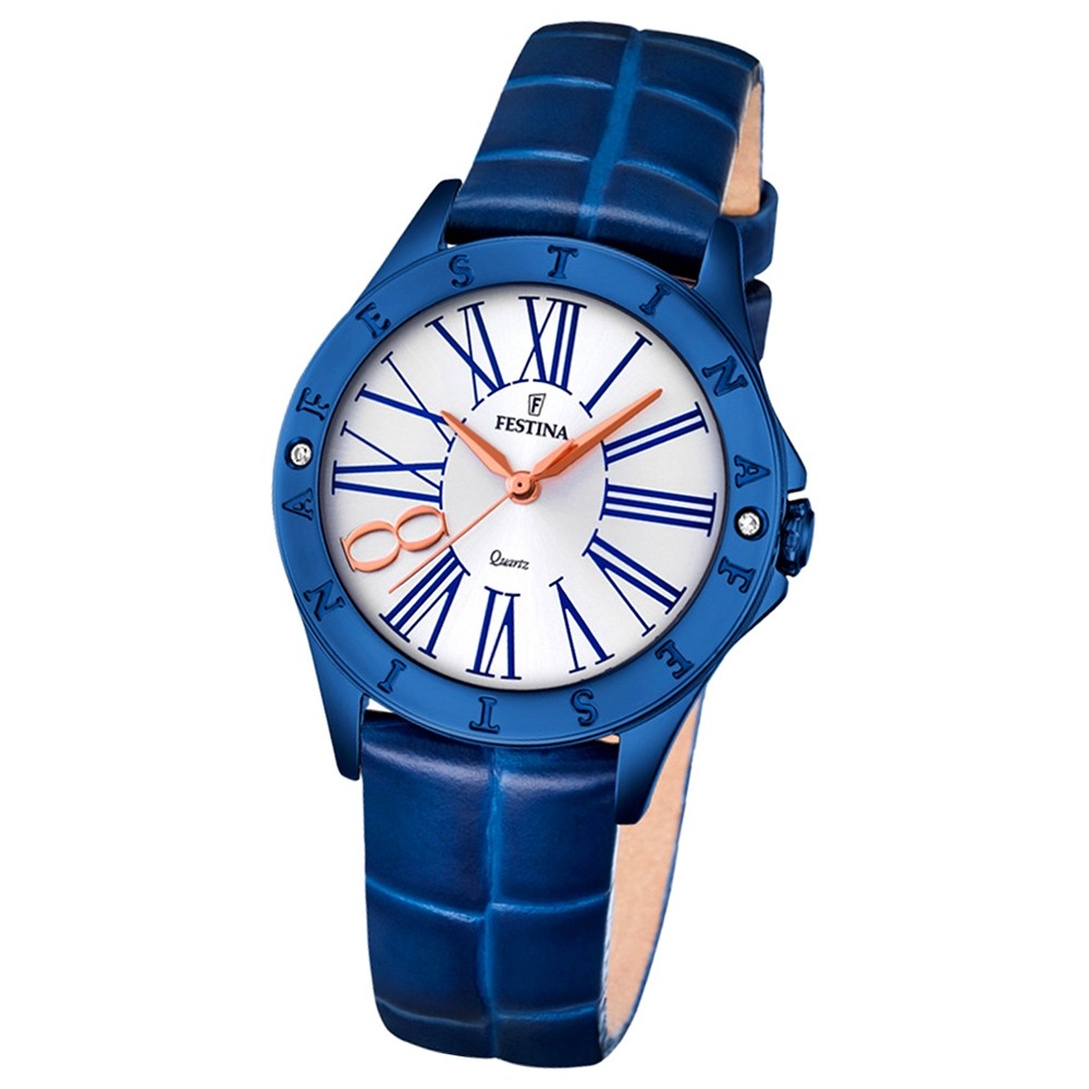 Festina Damen-Armbanduhr Journees dAchats analog Quarz Leder blau UF16931/1