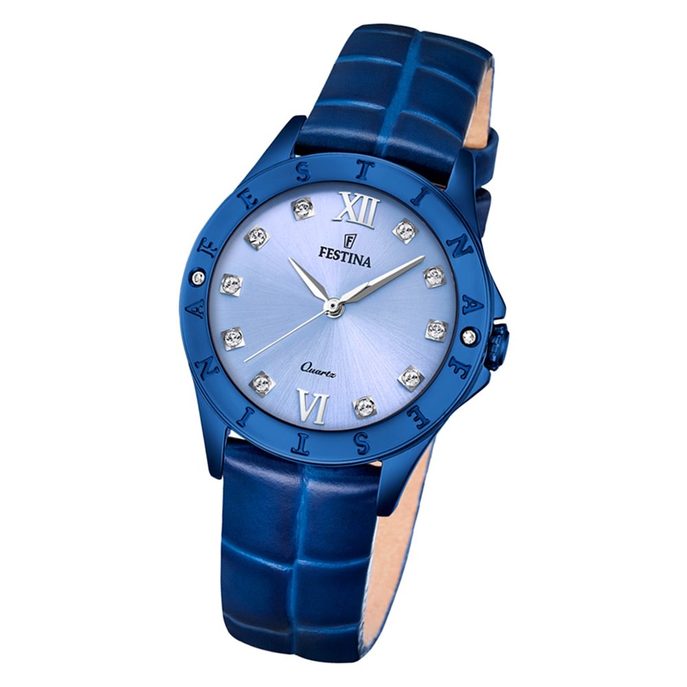 Festina Damen Armbanduhr Boyfriend F16931/B Quarz Leder blau UF16931/B