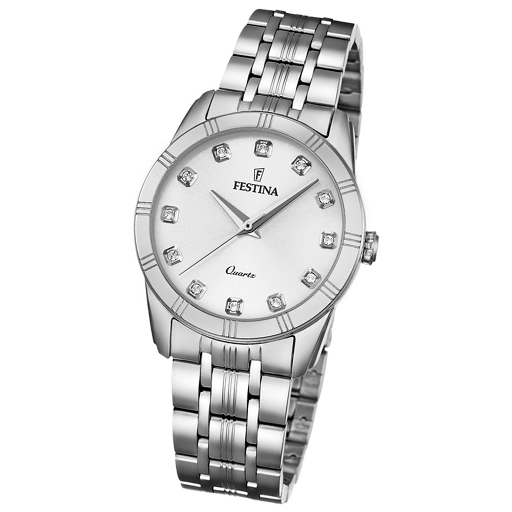 Festina Damen-Armbanduhr Boyfriend analog Quarz Edelstahl silber UF16940/1