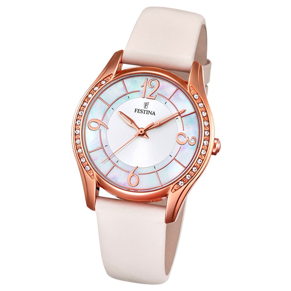 FESTINA Damen-Armbanduhr Mademoiselle F16946/A Quarz Leder rosè UF16946/A