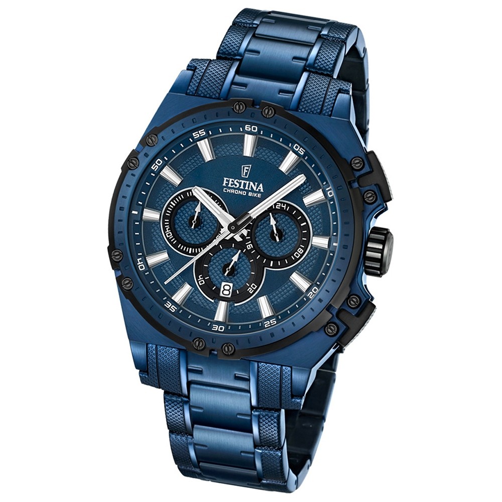 Festina Herren-Armbanduhr Chrono Bike analog Quarz Edelstahl blau UF16973/1