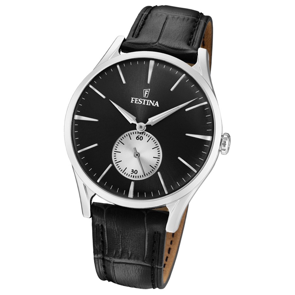 FESTINA Herren-Uhr Lederband klassisch F16979/4 Quarz Leder schwarz UF16979/4