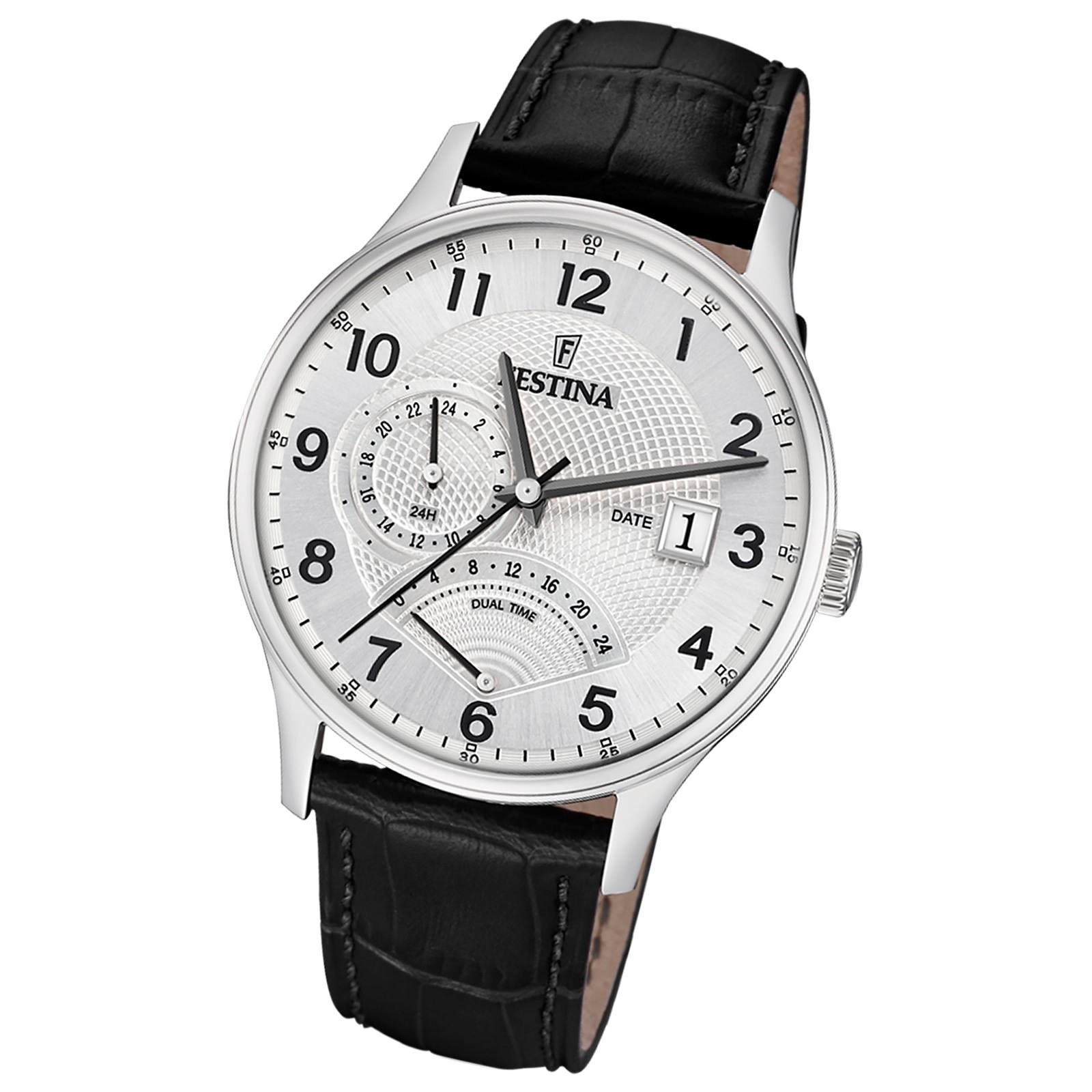 Festina Herrenuhr Klassik Armbanduhr Leder schwarz UF16983/A