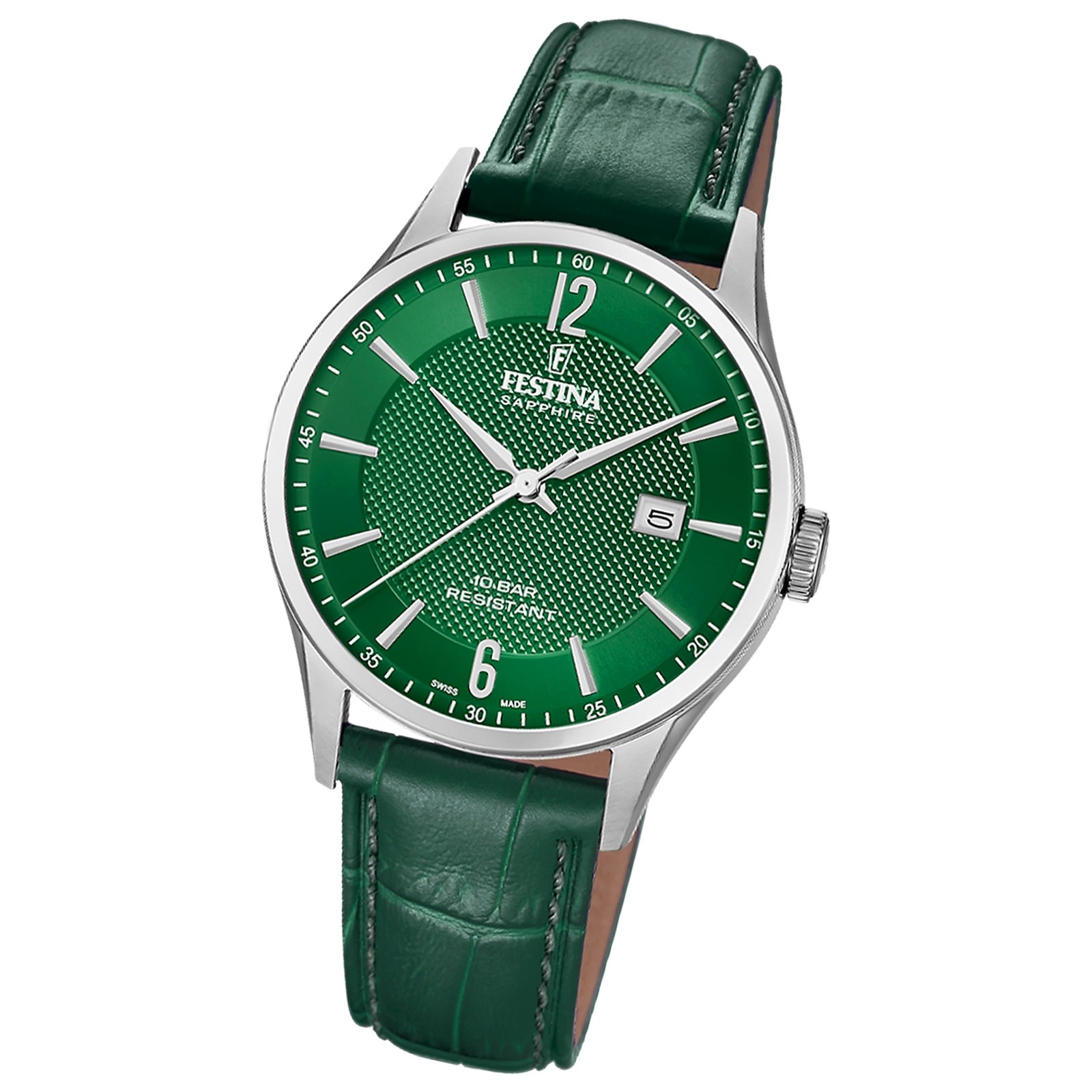 Festina Herrenuhr Swiss Made Armbanduhr Leder grün UF20007/5