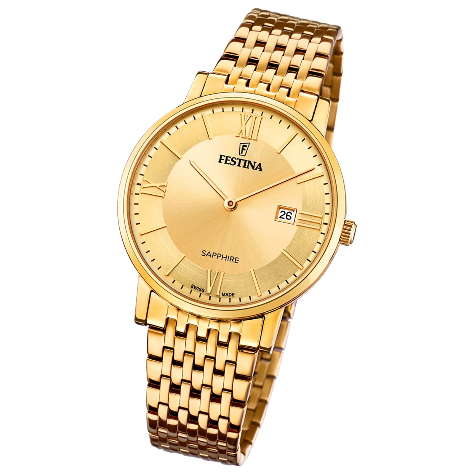 Festina Herrenuhr Edelstahl gold Festina Swiss Made Armbanduhr UF20020/2