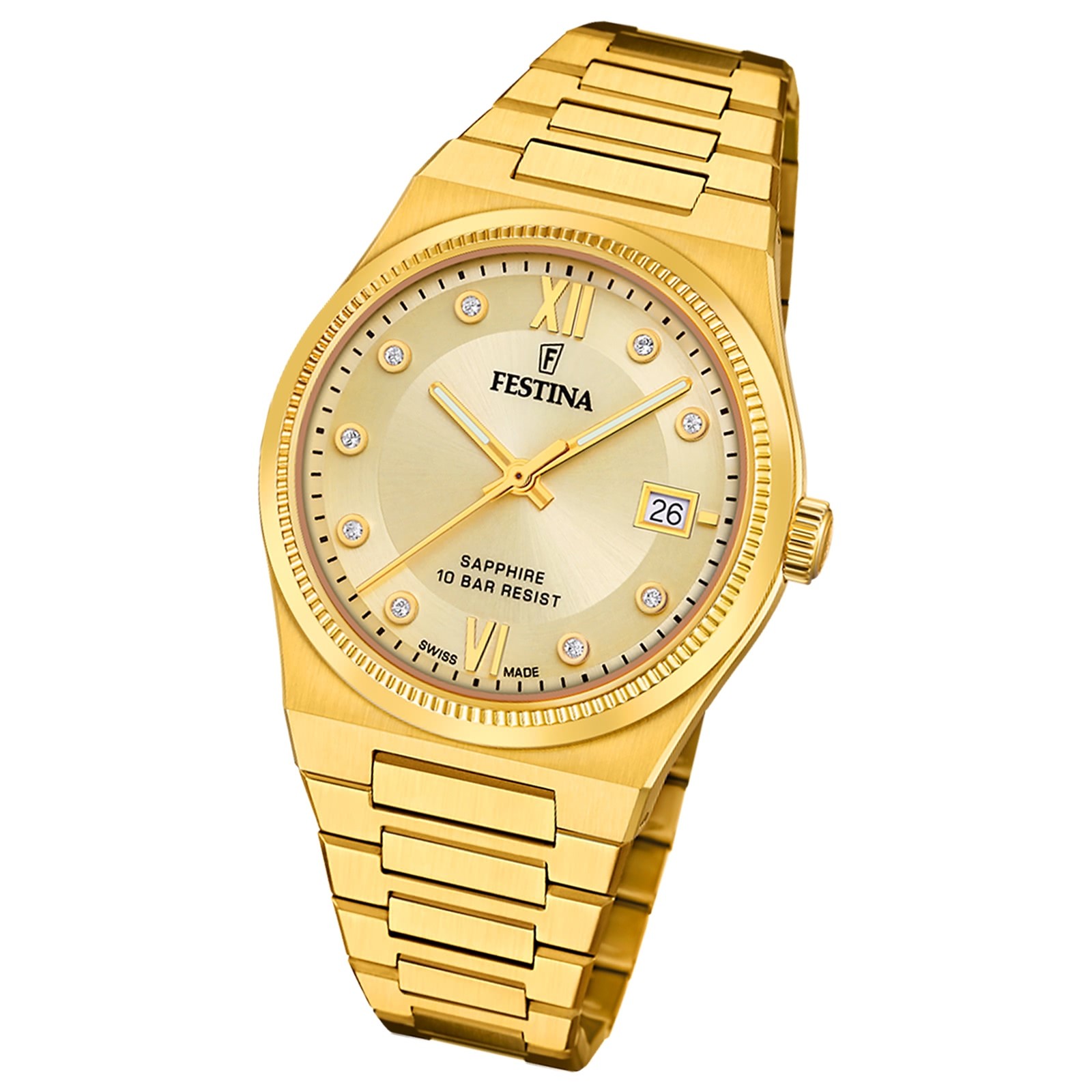 Festina Damenuhr Edelstahl gold Festina Swiss Made Armbanduhr UF20039/2