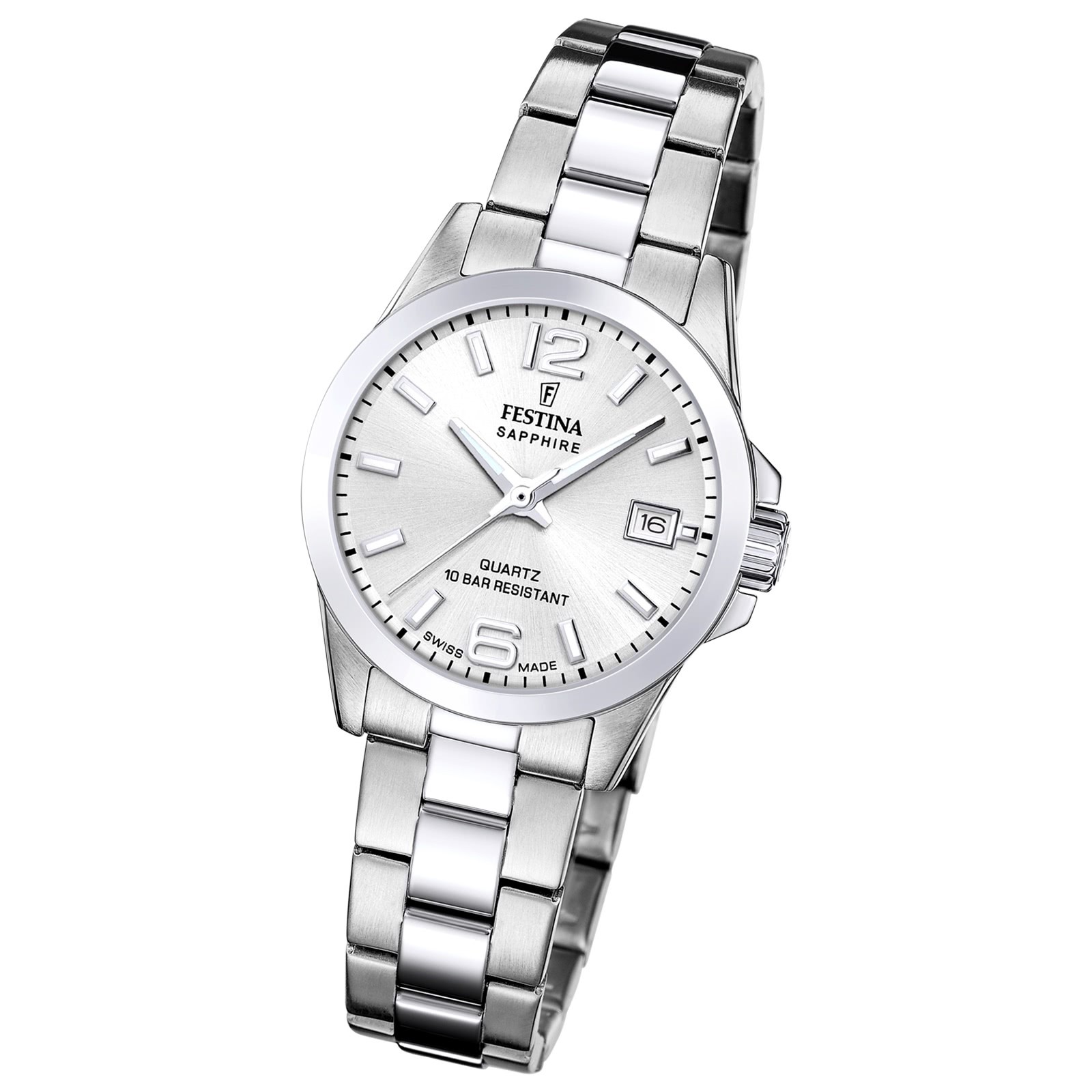 Festina Damenuhr Swiss Made Armbanduhr Edelstahl silber UF20049/1