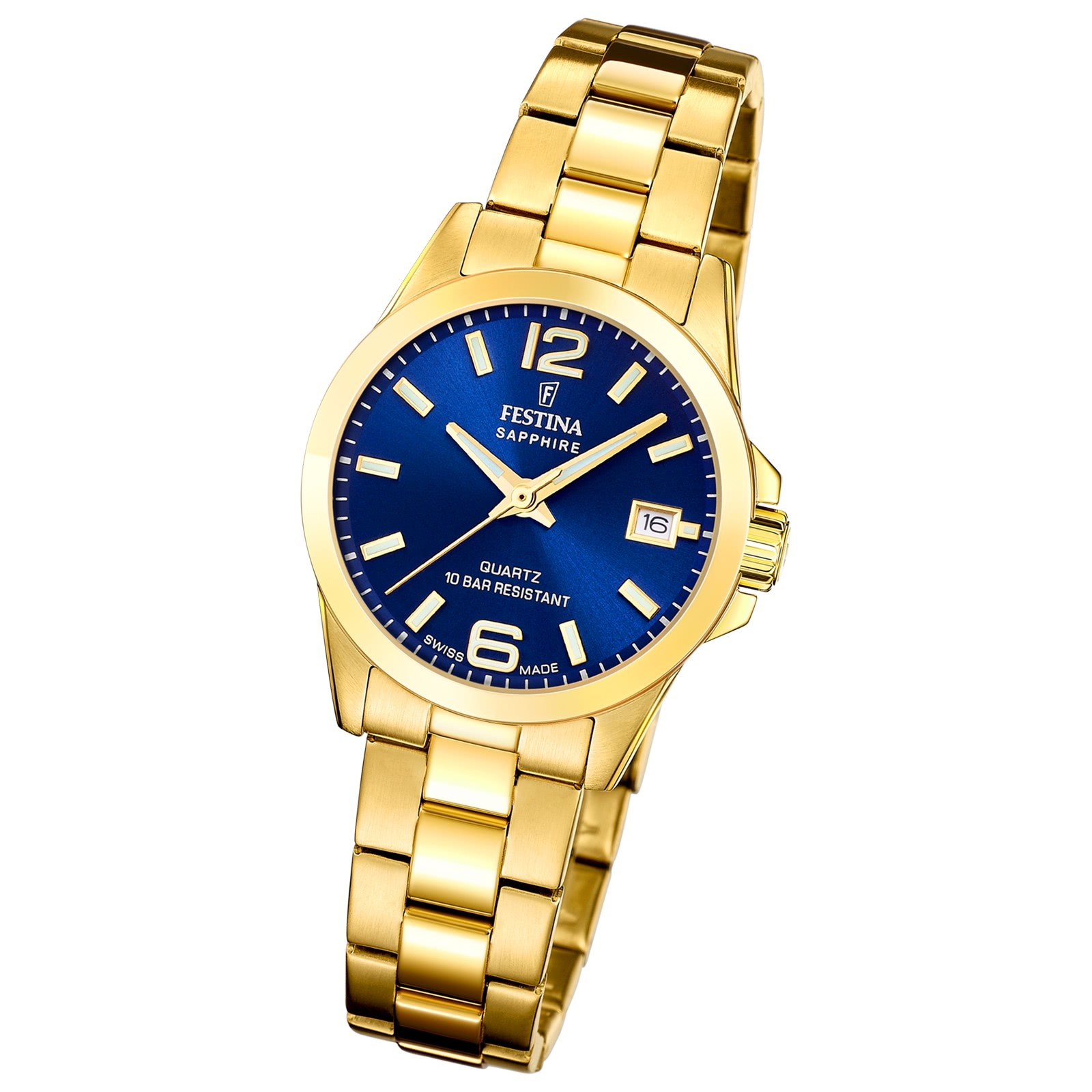 Festina Damenuhr Swiss Made Armbanduhr Edelstahl gold UF20050/3