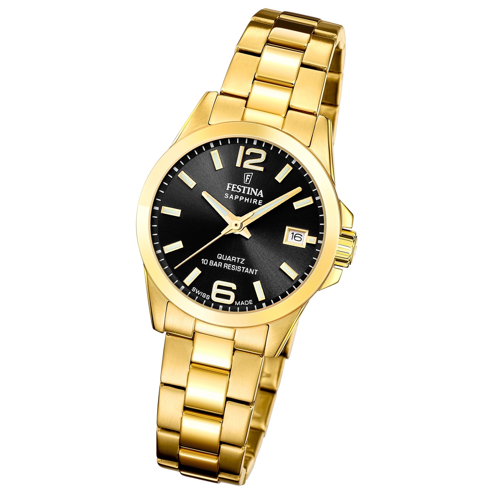 Festina Damenuhr Swiss Made Armbanduhr Edelstahl gold UF20050/4