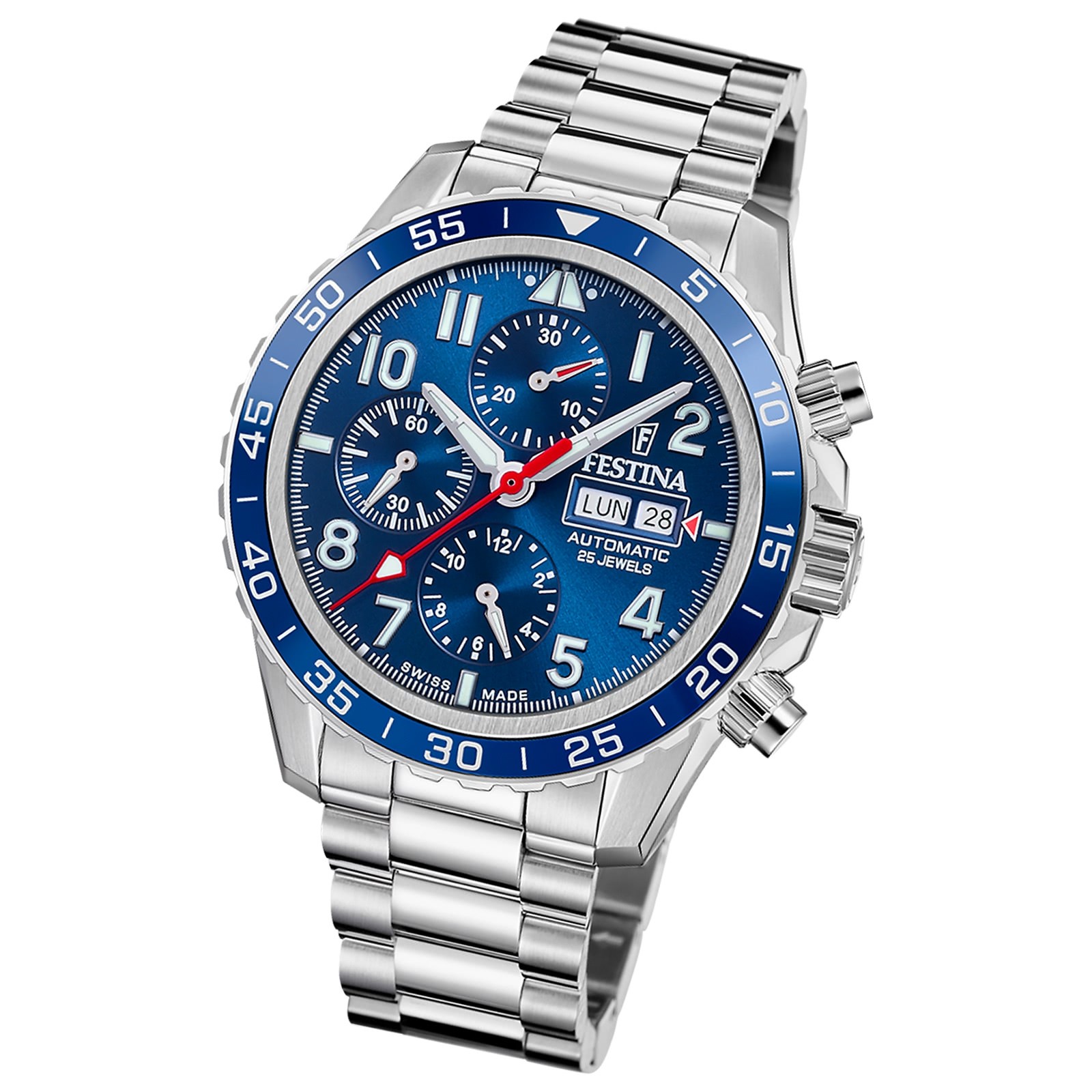 Festina Herrenuhr Swiss Made Armbanduhr Edelstahl silber UF20055/3