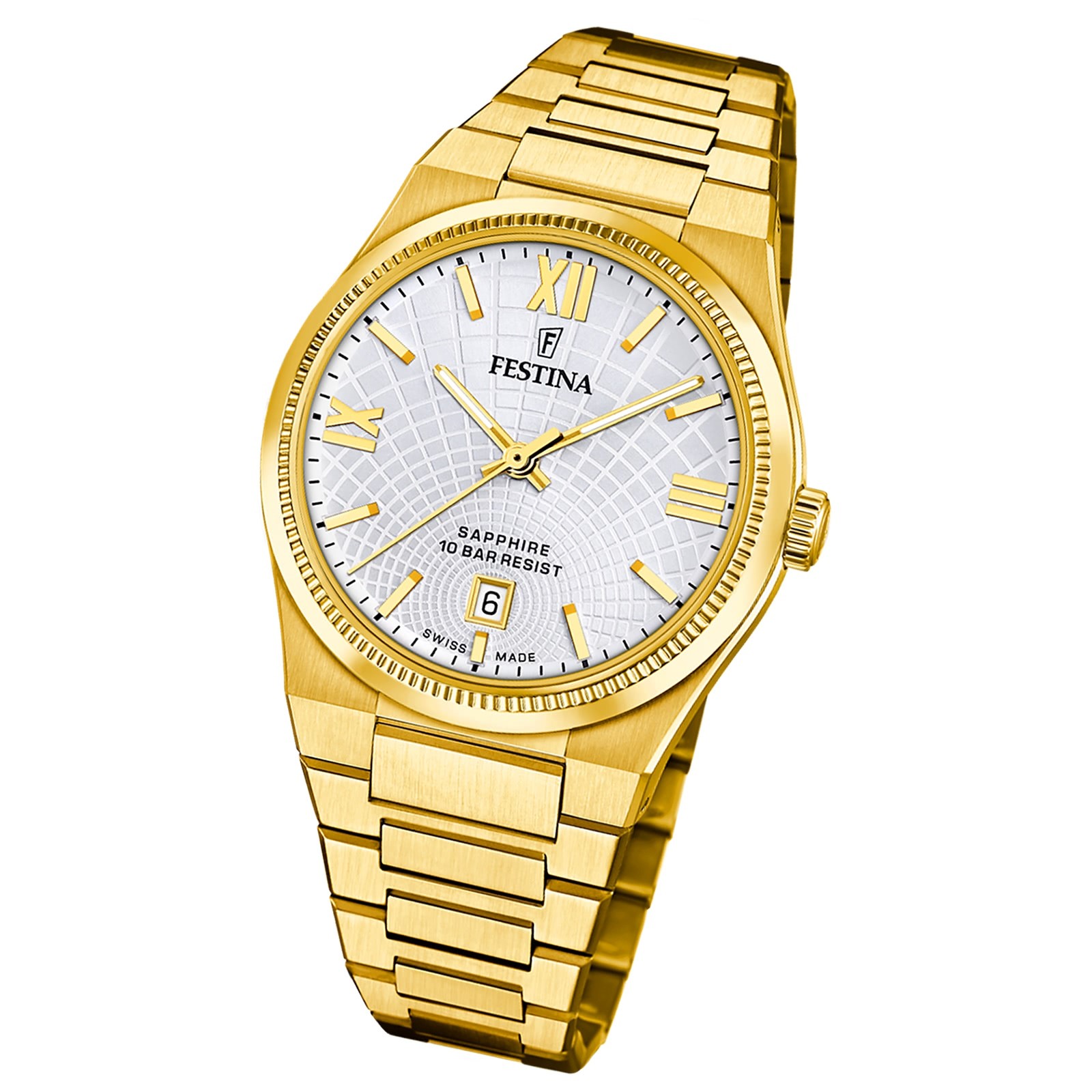 Festina Herrenuhr Swiss Made Armbanduhr Edelstahl gold UF20057/1