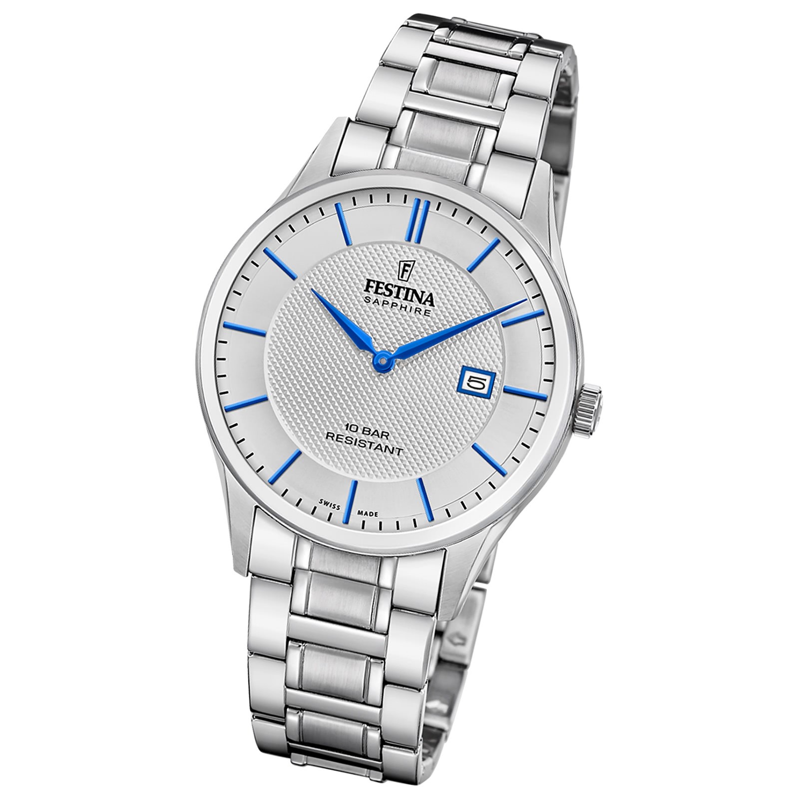 Festina Herrenuhr Swiss Made Armbanduhr Edelstahl silber UF20067/3