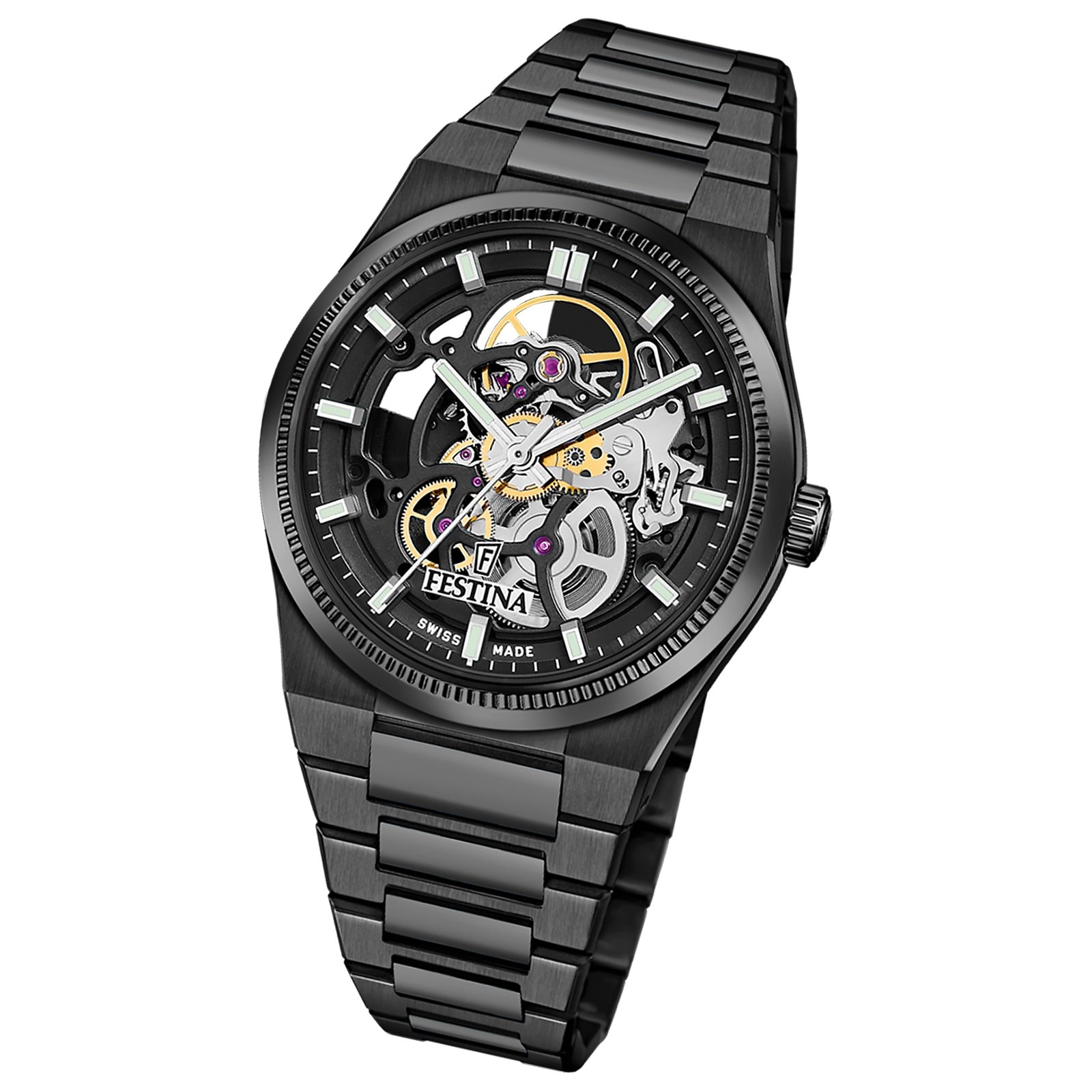 Festina Herrenuhr Swiss Made Armbanduhr Edelstahl schwarz UF20070/1