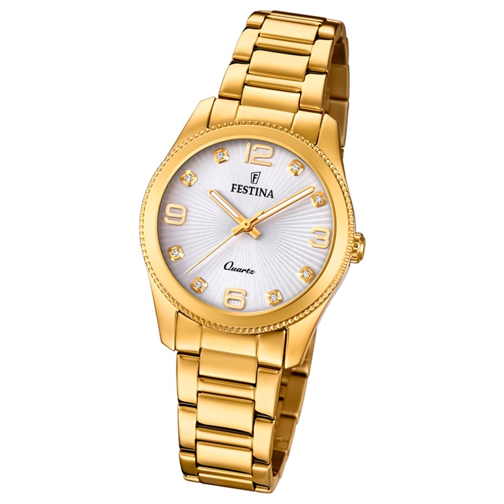 Festina Damen Armband-Uhr Boyfriend F20210/1 Quarz Edelstahl gold UF20210/1