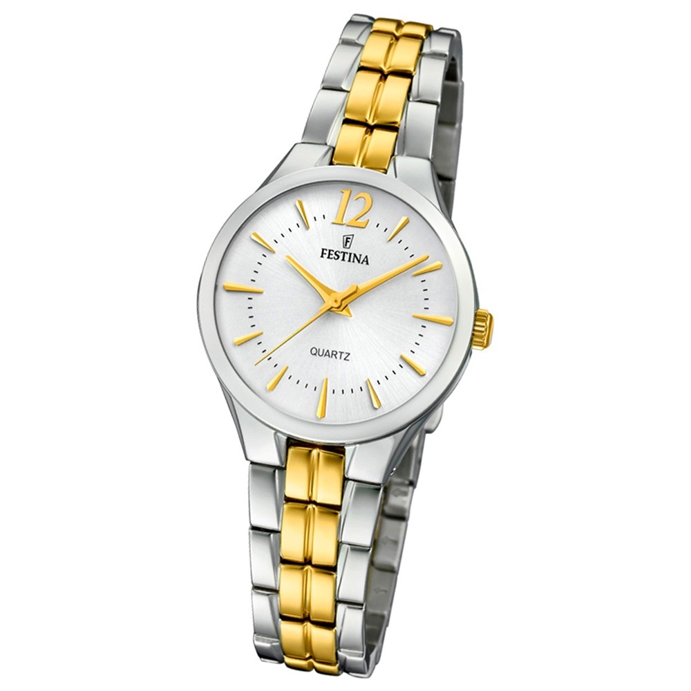 Festina Damen Armband-Uhr F20217/1 Quarz Edelstahl silber gold UF20217/1