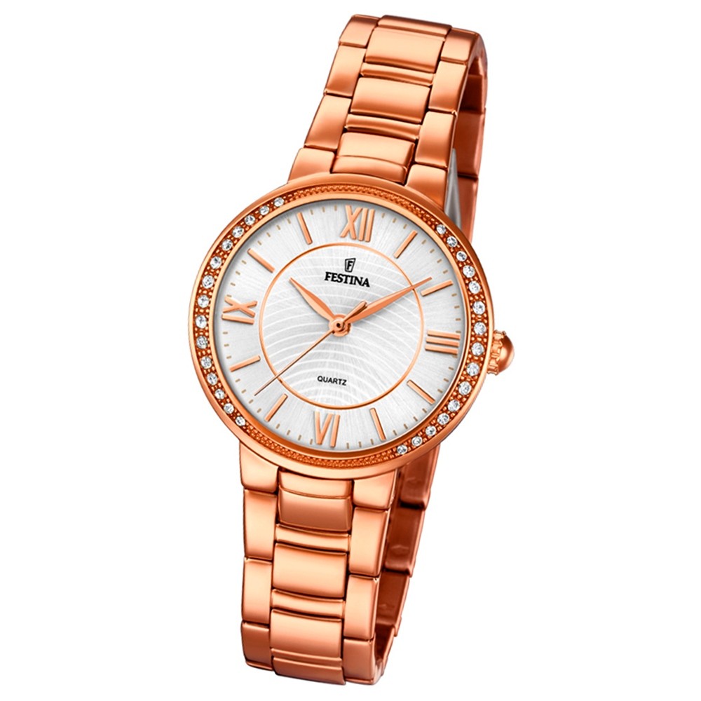 Festina Damen Armband-Uhr F20222/1 Quarz Edelstahl kupfer roségold UF20222/1