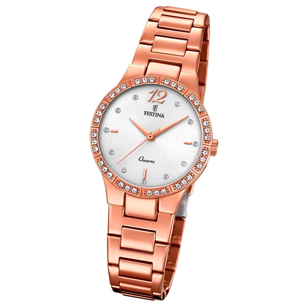 Festina Damen Armband-Uhr F20242/1 Quarz Edelstahl kupfer roségold UF20242/1