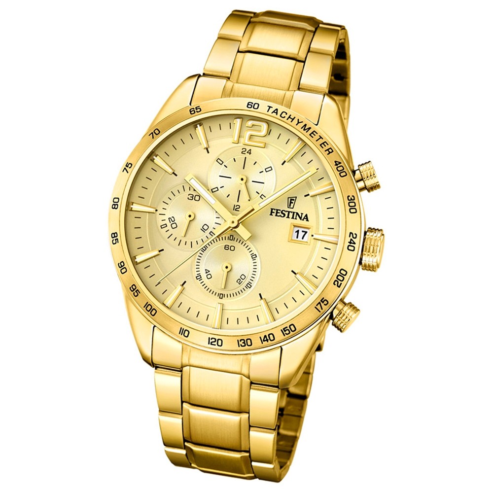 FESTINA Herren-Armbanduhr Chronograph Sport F20266/1 Edelstahl gold UF20266/1