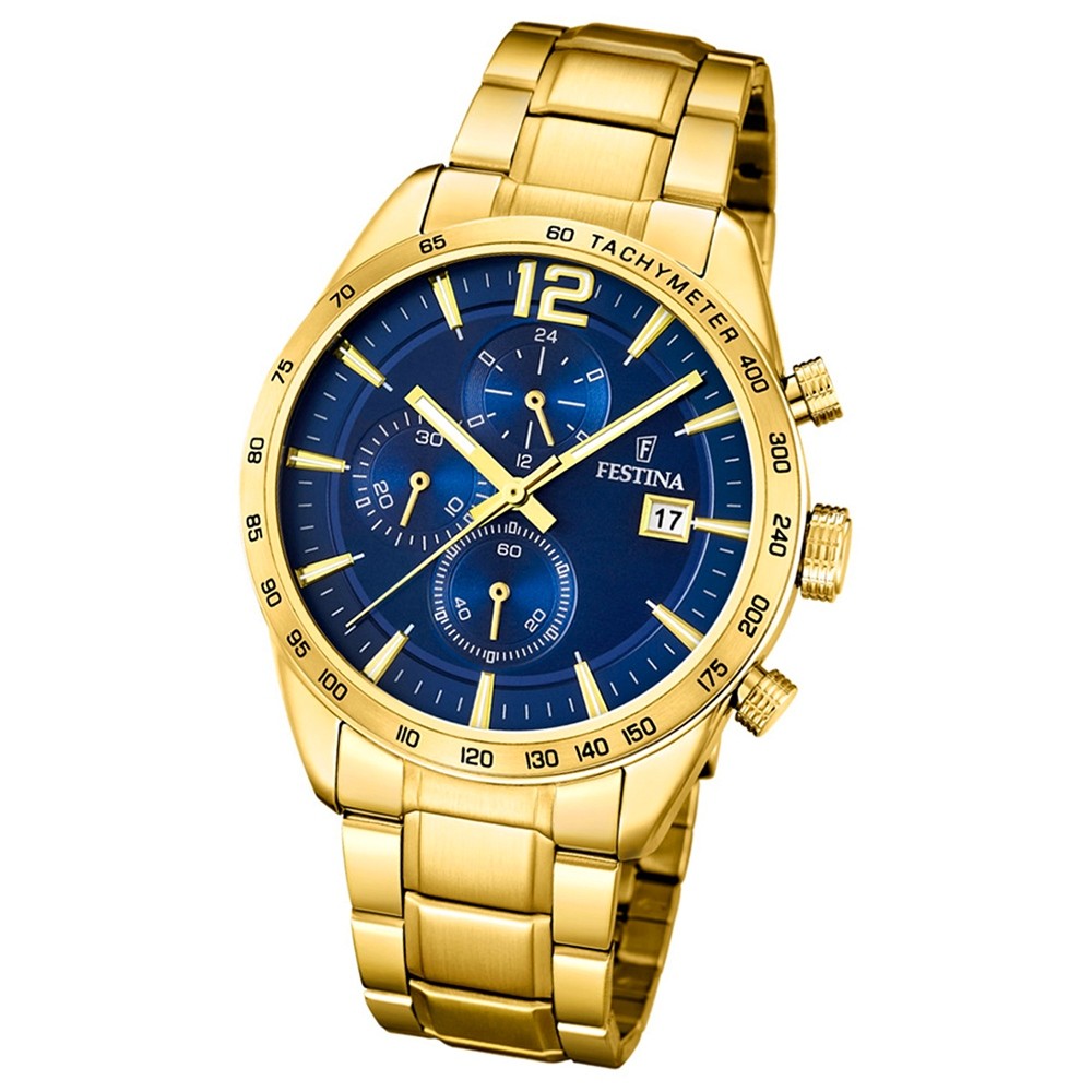 FESTINA Herren-Armbanduhr Chronograph F20266/2 Quarz Edelstahl gold UF20266/2