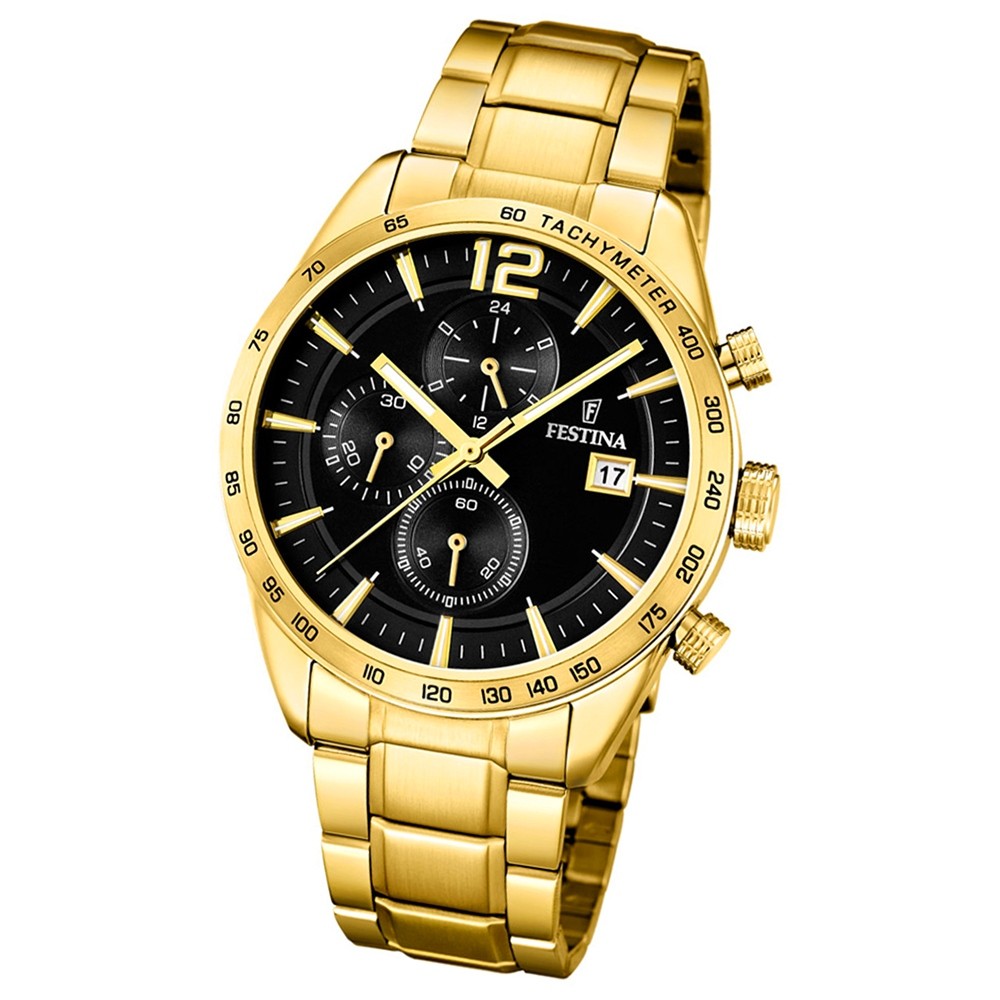 FESTINA Herren-Armbanduhr Chronograph F20266/3 Quarz Edelstahl gold UF20266/3