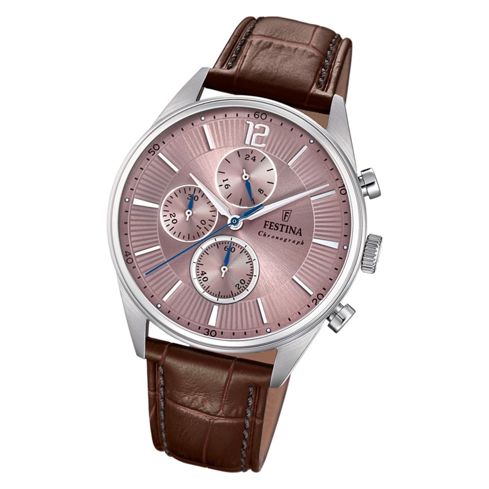 Festina Herren Armbanduhr Analog F20286/2 Quarz Leder braun UF20286/2