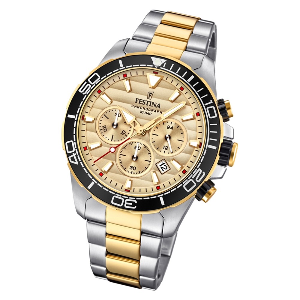 Festina Herren Armbanduhr Prestige F20363/1 Edelstahl silber gold UF20363/1