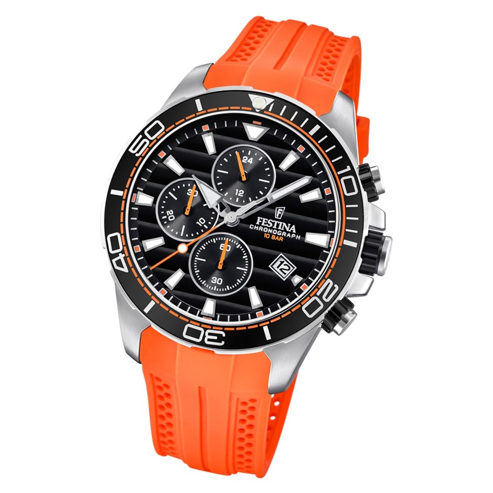 Festina Herren Armbanduhr The Originals F20370/4 Quarz PU orange UF20370/4