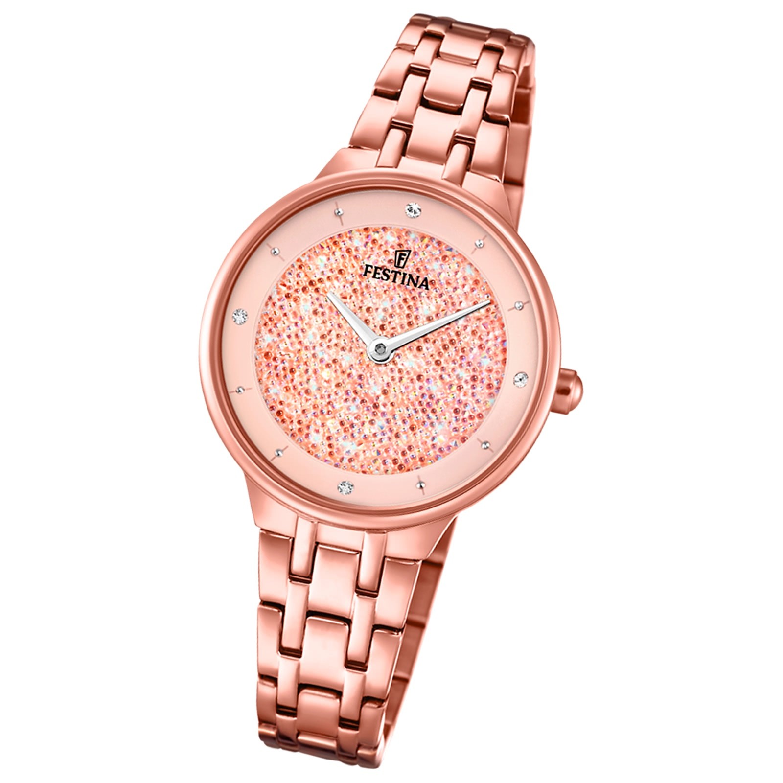 Festina Damen Armbanduhr Zirkonias F20384/2 Edelstahl rose UF20384/2