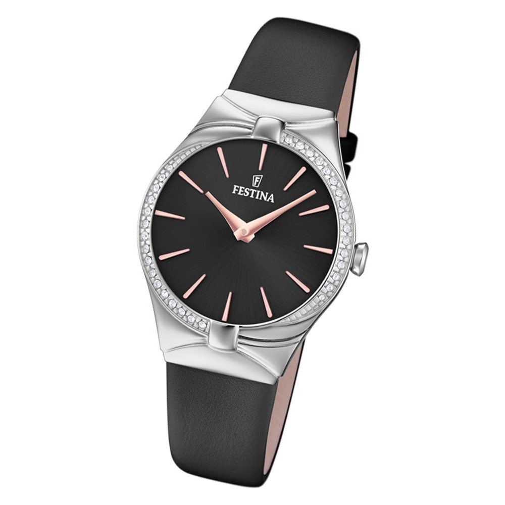 Festina Damen Armbanduhr Mademoiselle F20388/3 Quarz Leder anthrazit UF20388/3