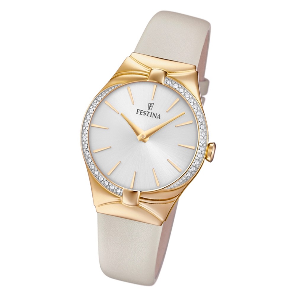 Festina Damen Armbanduhr Mademoiselle F20389/1 Quarz Leder weiß UF20389/1
