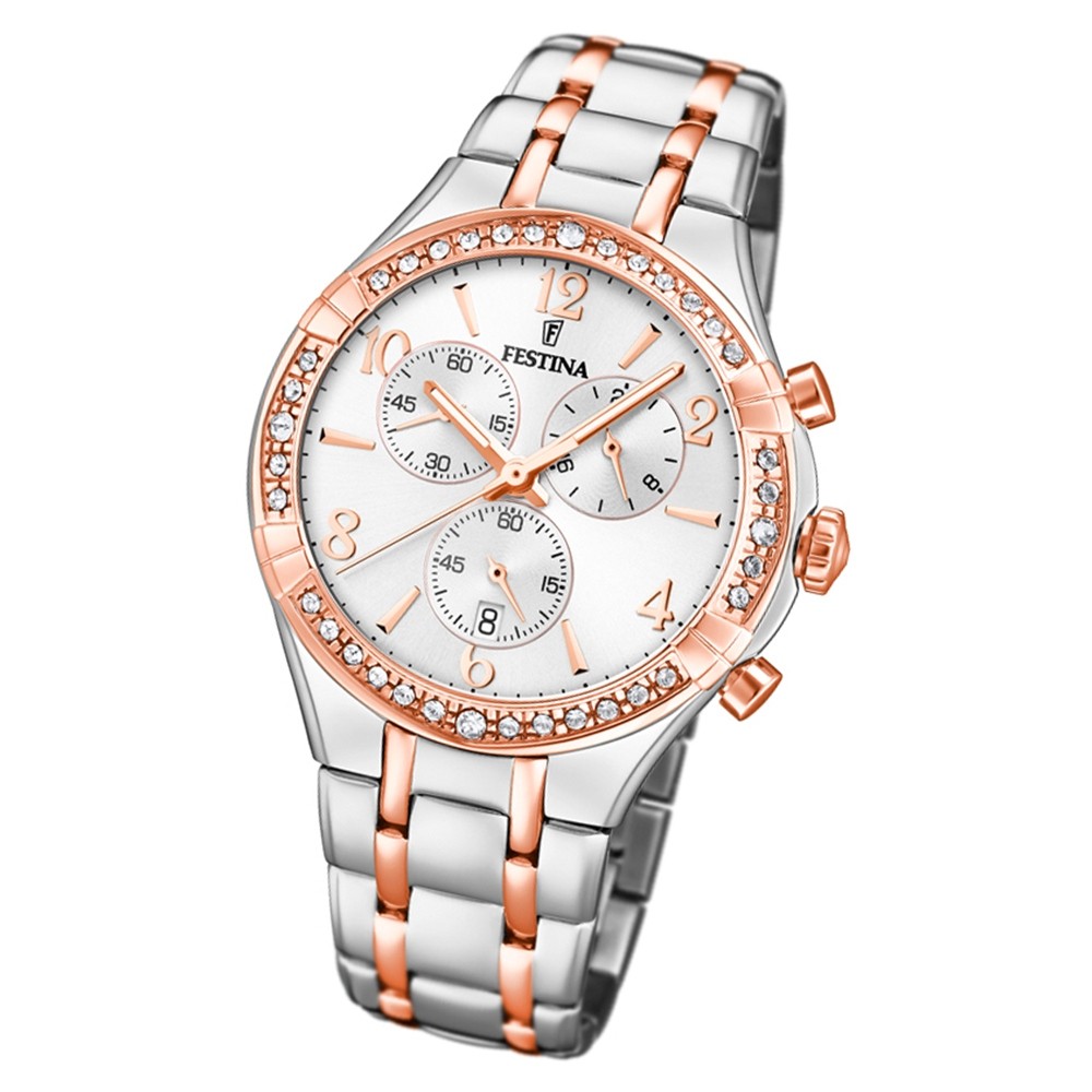 Festina Damen Armbanduhr Boyfriend F20394/1 Quarz Edelstahl silber UF20394/1