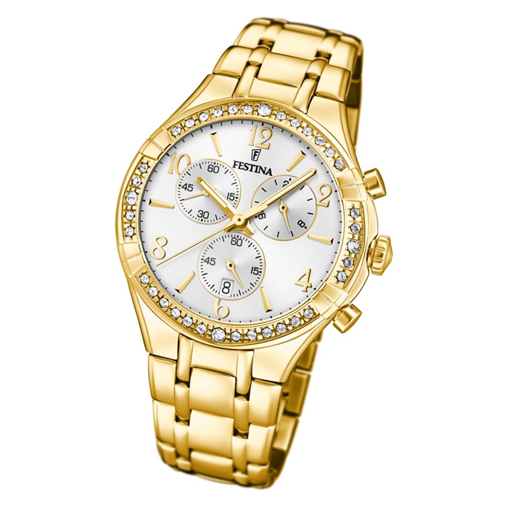 Festina Damen Armbanduhr Boyfriend F20395/1 Quarz Edelstahl gold UF20395/1