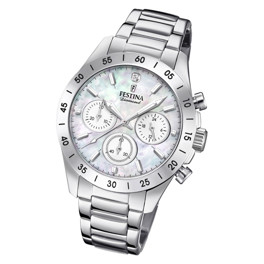 Festina Damen Armbanduhr Boyfriend F20397/1 Quarz Edelstahl silber UF20397/1