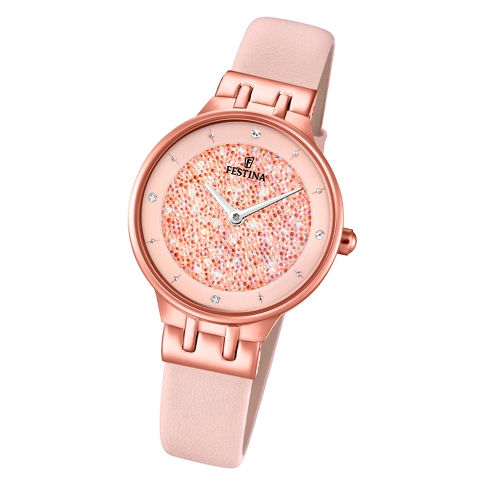 Festina Damen Armbanduhr F20406/2 Zirkonias Edelstahl rosa UF20406/2