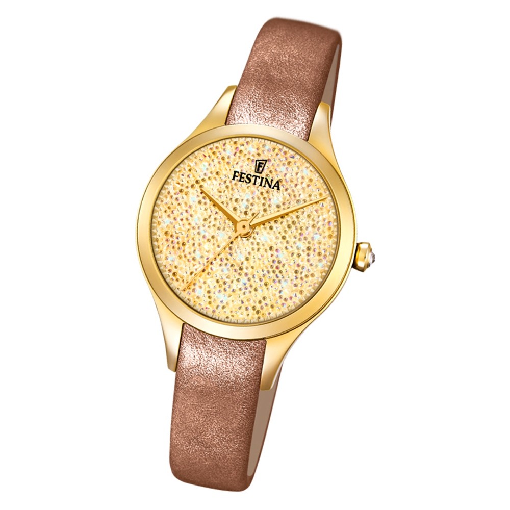 Festina Damen Armbanduhr F20410/2 Zirkonias Leder rose UF20410/2
