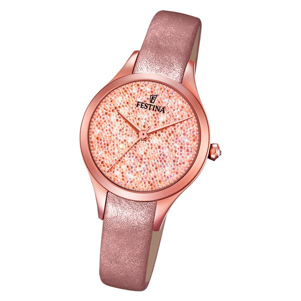 Festina Damen Armbanduhr F20411/2 Zirkonias Leder rose UF20411/2