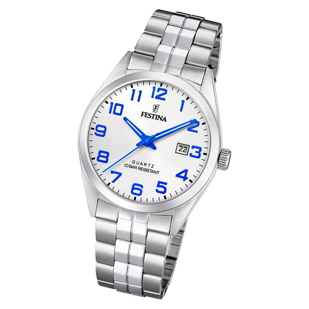 Festina Herren Armbanduhr Klassik F20437/2 Quarz Edelstahl silber UF20437/2