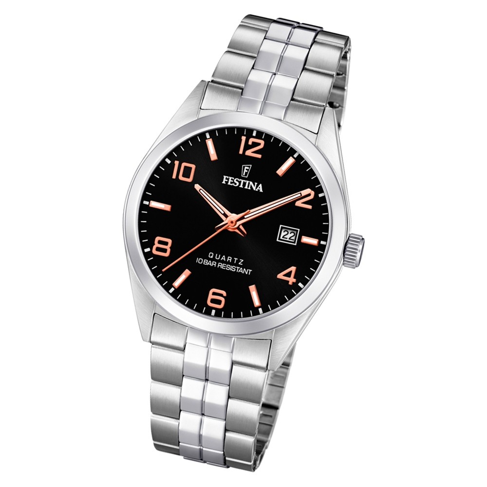 Festina Herren Armbanduhr Klassik F20437/8 Quarz Edelstahl silber UF20437/8